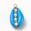 Spray Painted Natural Cowrie Shell Pendants PALLOY-JF00525-2