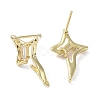 Brass with Cubic Zirconia Rhombus Stud Earrings Findings KK-B087-05G-2