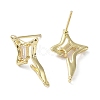 Brass with Cubic Zirconia Rhombus Stud Earrings Findings KK-B087-05G-2