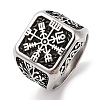 Viking 304 Stainless Steel Vegvisir Wide Finger Rings for Mens RJEW-U005-21A-04-1