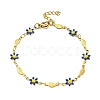 Enamel Flower & Fish Link Chain Bracelet BJEW-A142-02G-2