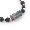 Natural Mixed Gemstone and Black Agate(Dyed) Beads Stretch Bracelets BJEW-JB04010-3