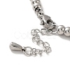 304 Stainless Steel Heart Charm Bracelet with 201 Stainless Steel Round Beads for Women BJEW-B057-12P-3