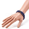 Natural Lapis Lazuli(Dyed) Round Beads Stretch Bracelets Set BJEW-JB06980-03-7