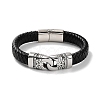 Men's Braided Black PU Leather Cord Bracelets BJEW-K243-13AS-1