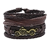 4Pcs 4 Style Adjustable Braided Imitation Leather Cord Bracelet Sets BJEW-F458-13-1