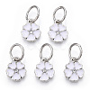 Enamel Style Flower Alloy Rhinestone Charms X-ENAM-S085-08-3