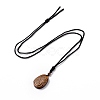 Adjustable Natural Mixed Gemstone Teardrop with Spiral Pendant Necklace with Nylon Cord for Women NJEW-L171-04-3