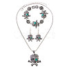 Pirate Style Skull Alloy Turquoise Jewelry Sets SJEW-N0001-024-1