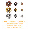 GOMAKERER 450Pcs 9 Styles  Tibetan Style Alloy Flower Bead Caps TIBE-GO0001-01-2