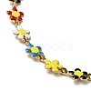 Colorful Enamel Flower Link Chain Necklace NJEW-C037-03G-3