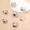 7Pcs Alloy Rhinestone Cuff Rings PW-WG20569-01-2