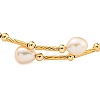 Brass & Natural Freshwater Pearl Beads Open Cuff Bangles for Women BJEW-F470-03G-02-3