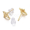 Brass Micro Pave Clear Cubic Zirconia Stud Earring Findings ZIRC-L098-041G-3
