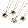 Star Light Gold Brass Micro Pave Cubic Zirconia Pendant Necklaces NJEW-E105-21KCG-1