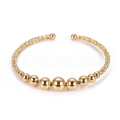 Long-Lasting Plated Brass Cuff Bangles BJEW-E370-10G-1