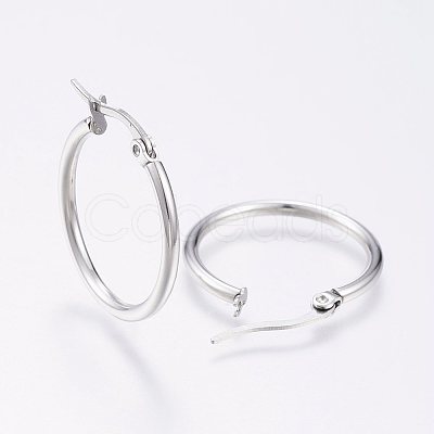 Tarnish Resistant 304 Stainless Steel Hoop Earrings X-EJEW-F105-08P-1