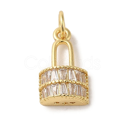 Brass Micro Pave Clear Cubic Zirconia Glass
 Pendants KK-R162-027G-1