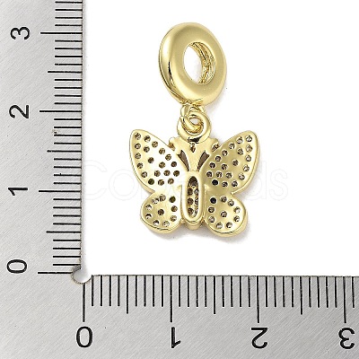 Rack Plating Brass Micro Pave Clear Cubic Zirconia European Dangle Charms KK-R163-09G-1