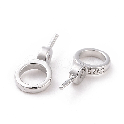 Anti-Tarnish Rhodium Plated 925 Sterling Silver Screw Eye Peg Bails STER-D035-46P-1