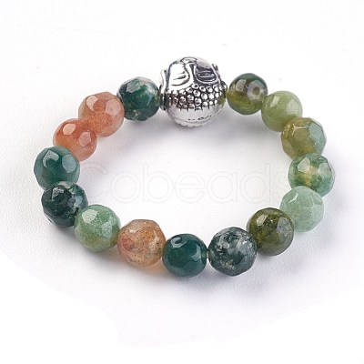 Natural Indian Agate Stretch Rings RJEW-JR00223-11-1