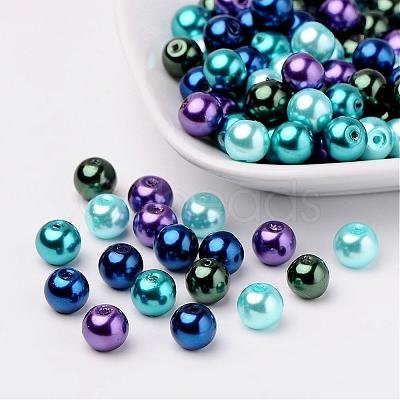 Ocean Mix Pearlized Glass Pearl Beads HY-X006-8mm-11-1