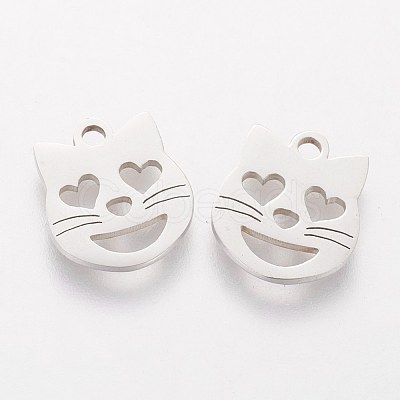 Non-Tarnish 201 Stainless Steel Kitten Charms STAS-Q201-T111-1