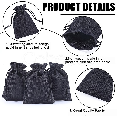 Beebeecraft Polyester Imitation Burlap Packing Pouches Drawstring Bags ABAG-BBC0001-02B-02-1