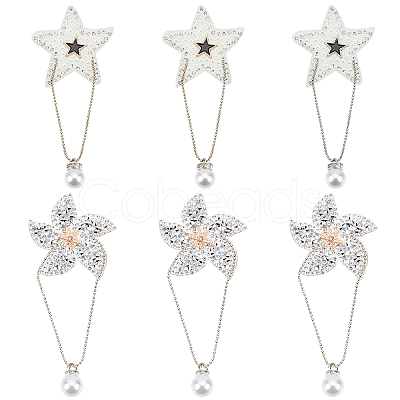 Fingerinspire 6Pcs 2 Style Star & Windmill Glitter Hotfix Rhinestone DIY-FG0002-26-1