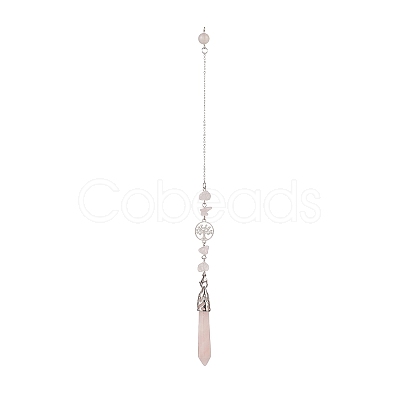 Natural Rose Quartz Pointed Dowsing Pendulums PALLOY-JF01983-01-1