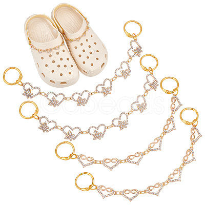 Heart with Butterfly/Infinity Alloy Rhinestone Link Shoe Decoration Chain FIND-AB00008-1