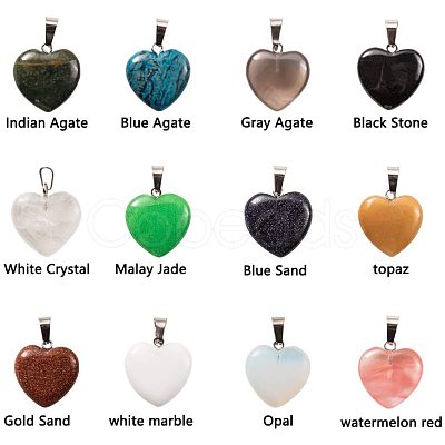 Heart Natural Gemstone Pendant Sets G-PH0026-05-1