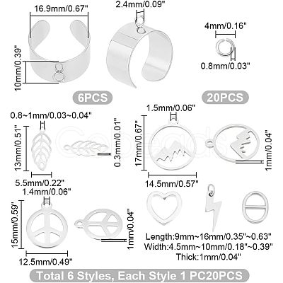 Unicraftale DIY Charm Cuff Ring Making Kit DIY-UN0003-69-1