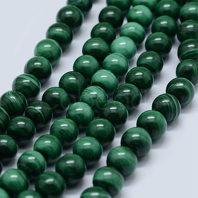 Natural Malachite Beads Strands G-F571-27A1-8mm-1