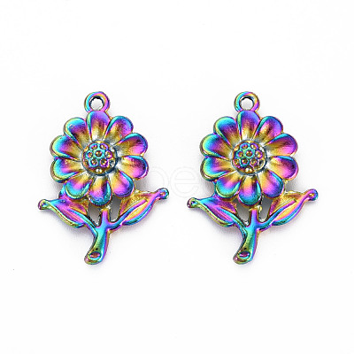 Rainbow Color Alloy Pendant Rhinestone Settings PALLOY-S180-296-NR-1