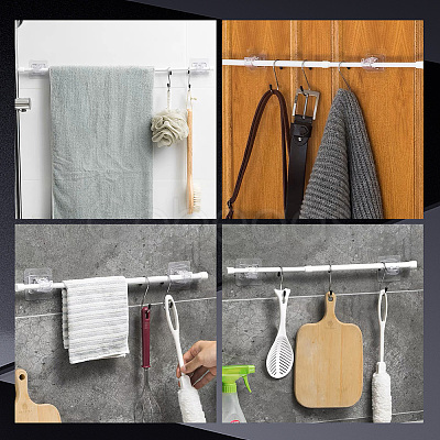 AHADEMAKER 6 Pairs 3 Styles Plastic Self Adhesive Curtain Hanging Rod Brackets FIND-GA0005-62-1