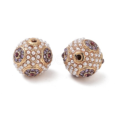 Golden Plated Alloy Rhinestone Beads FIND-E046-14G-04-1