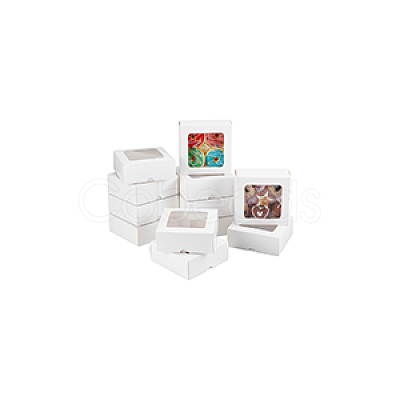 Square Paper Storage Gift Boxes with Clear Visible Window CON-WH0095-64A-1