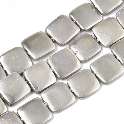 Spray Painted Shell Pearl Beads Strands X-SSHEL-R045-03B-02-1