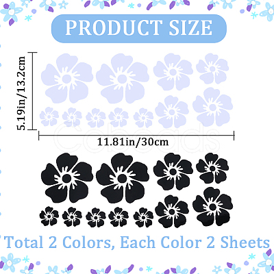 Gorgecraft 4 Sheets 2 Colors Flower PVC Waterproof Car Stickers DIY-GF0008-94A-1