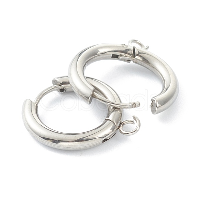 Tarnish Resistant 201 Stainless Steel Huggie Hoop Earring Findings STAS-P283-01E-P-1