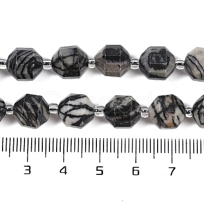 Natural Black Netstone Beads Strands G-O201B-143G-1