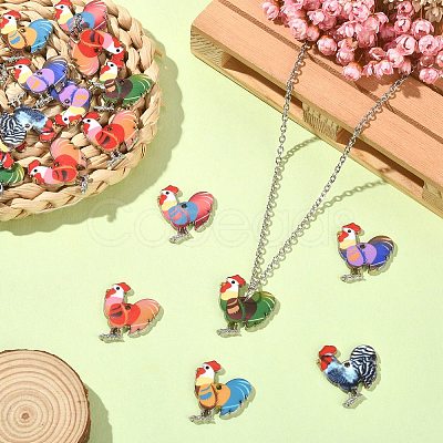 30Pcs 6 Colors Alloy Enamel Pandants ENAM-SZ0004-20-1