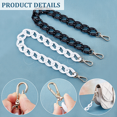 CHGCRAFT 2Pcs 2 Color Resin Curb Chains Bag Straps FIND-CA0005-05-1