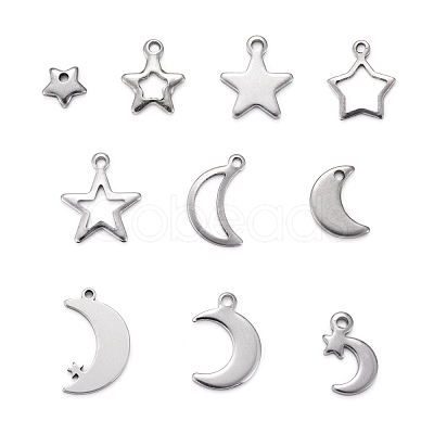 Tarnish Resistant 200Pcs 10 Style 304 Stainless Steel Charms STAS-LS0001-33P-1