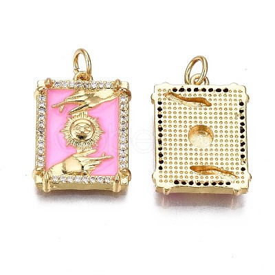 Brass Micro Pave Clear Cubic Zirconia Pendants ZIRC-S067-011-NR-1