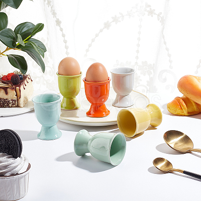 Olycraft 6Pcs 6 Colors Ceramic Baker Ross Egg Cups AJEW-OC0002-80-1