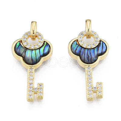 Brass Micro Pave Clear Cubic Zirconia Pendants KK-N233-420-1