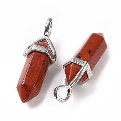 Natural Red Jasper Pointed Pendants G-K329-58P-1