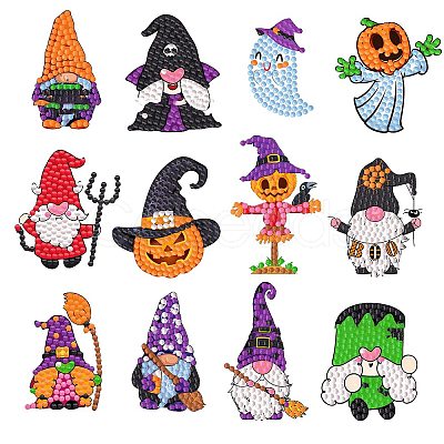 Halloween Theme DIY PVC Diamond Painting Sticker Kit PW-WG46617-01-1